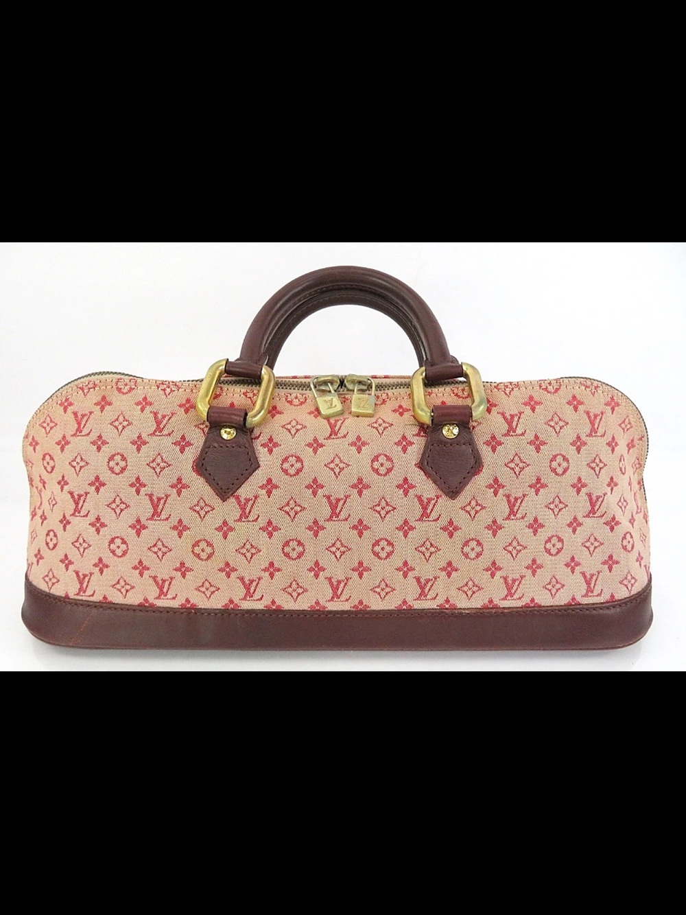 Louis Vuitton Pink Monogram Canvas Satchel with Brown Leather Trim